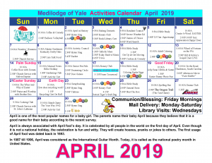 April 2019 MOY Activities Calendar