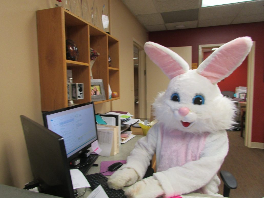 The Easter Bunny even worked at our front desk for a bit