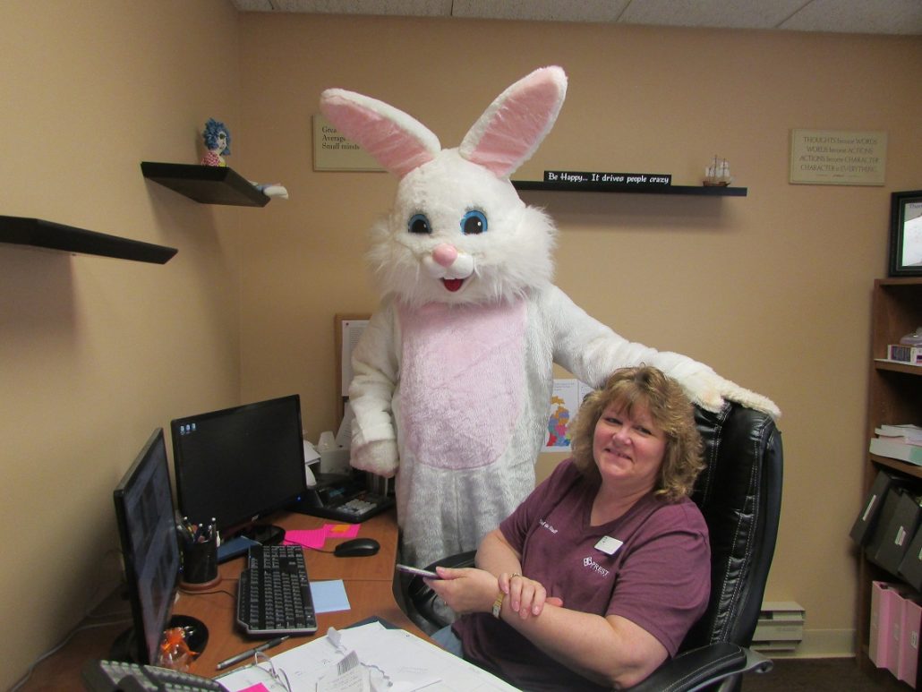 The Easter Bunny stopped in our Administrator’s office