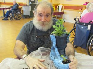 Pat R’s planter he made with The Master Gardeners on MON 5-13-19