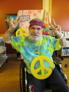 Lodger Pat R. getting into the Hippie spirit on National Hippie Day