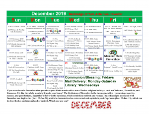 December 2019 MOY Activities Calendar Yale